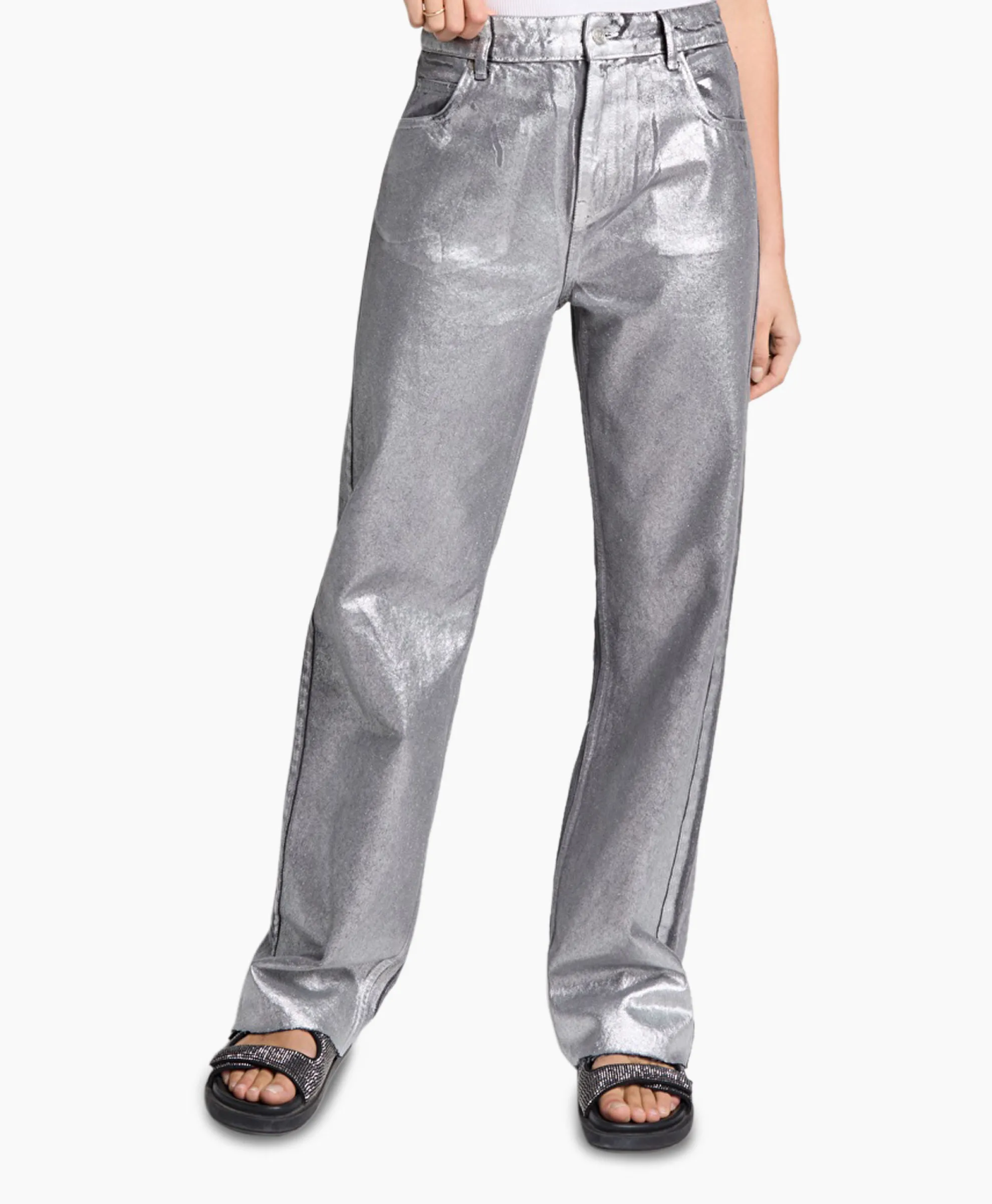 Alix The Label Jeans Woven Silver Denim Zilver