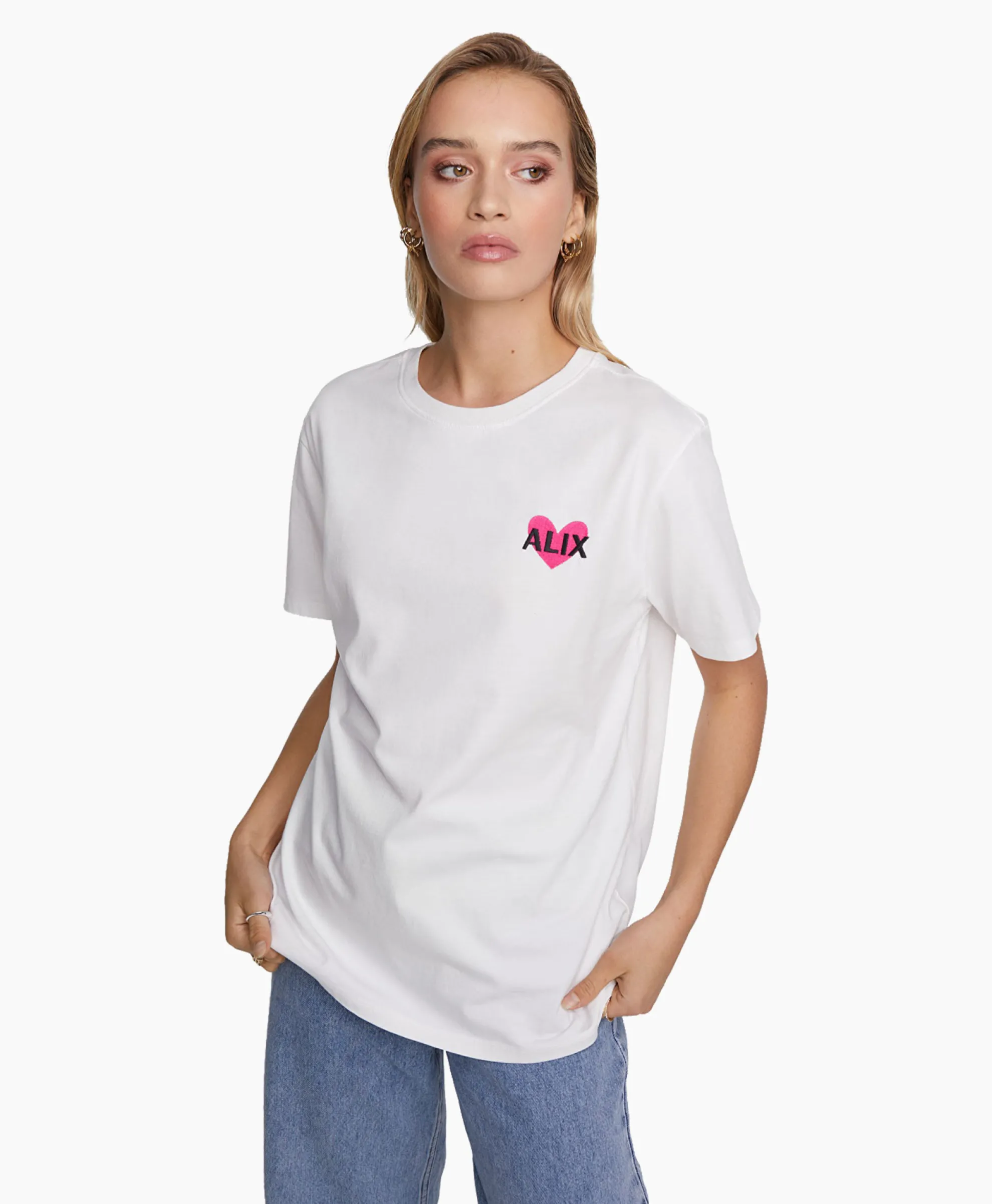 Alix The Label T-Shirt Korte Mouw Knitted Alix Heart Off White