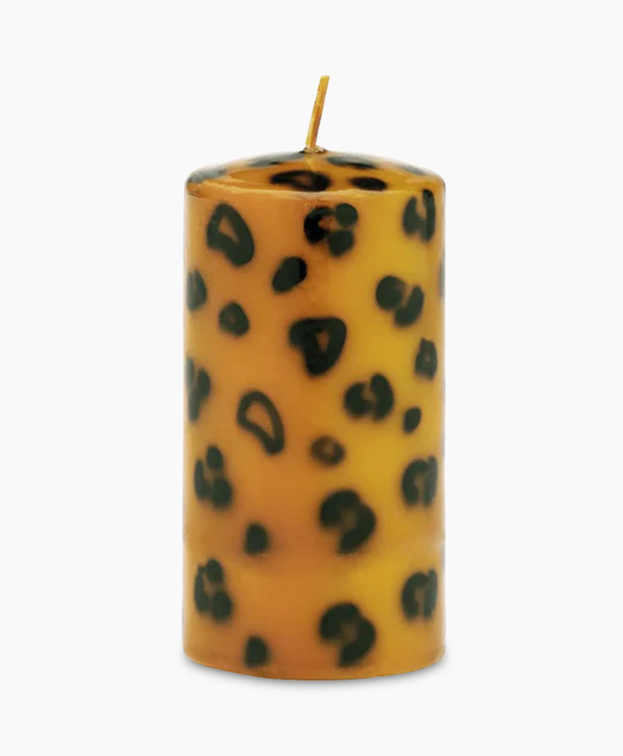 Anna+Nina Kaars Small Leopard Print Pillar Candle Bruin
