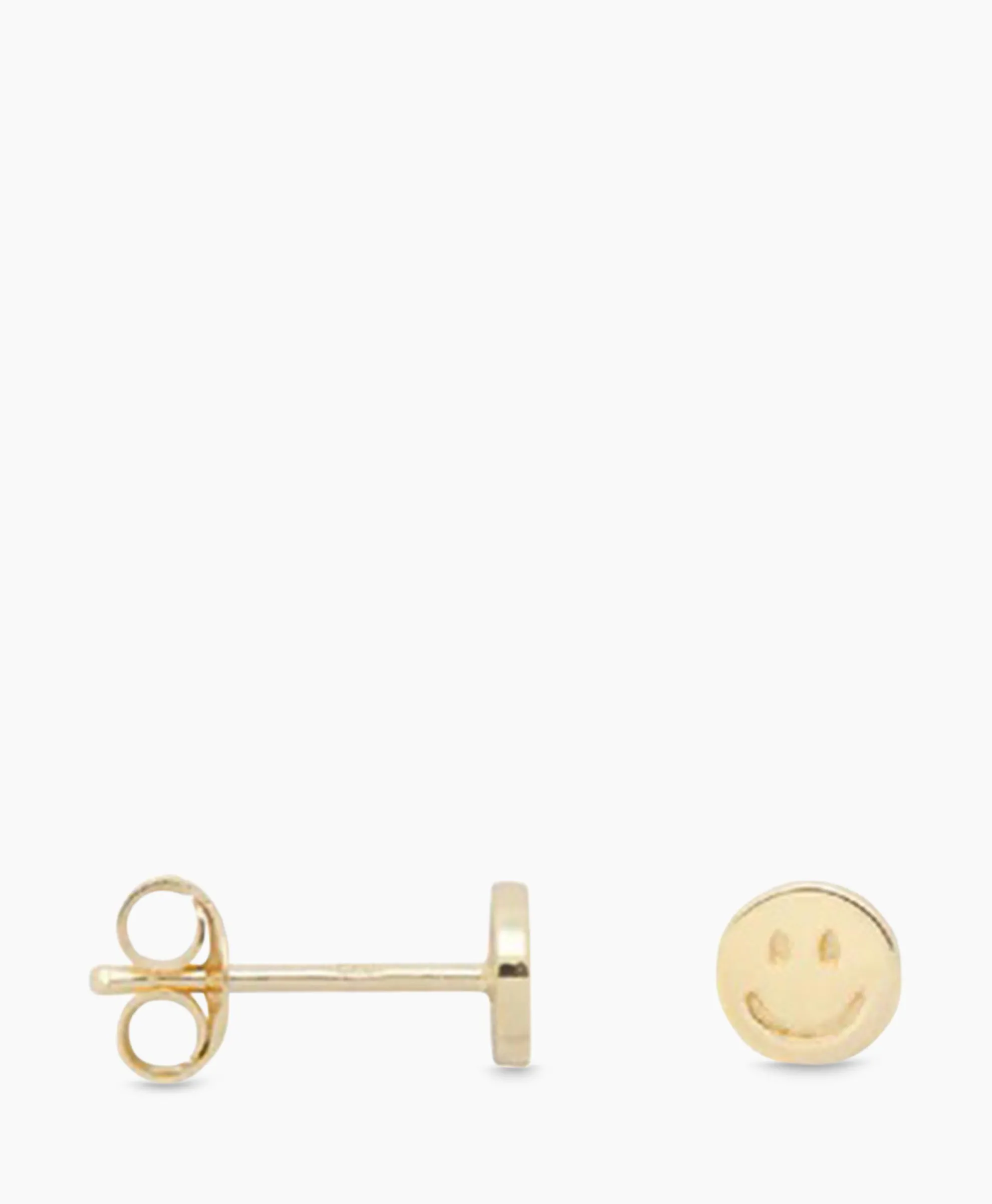 Anna+Nina Oorbellen Single Smiley Stud Silver Goldplated Goud