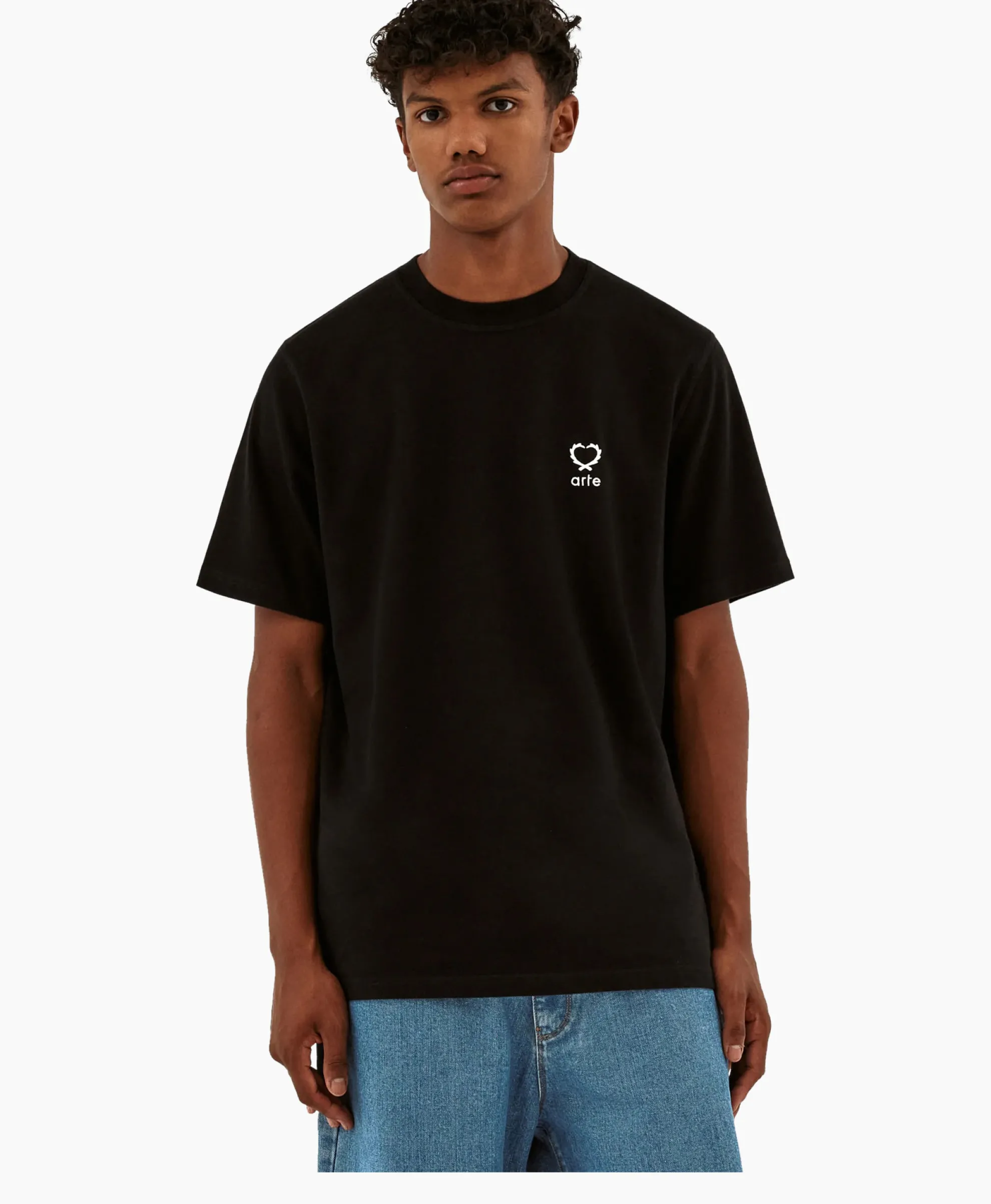 Arte Antwerp T-Shirt Korte Mouw Hearts Leaves Arte Logo Chest Zwart