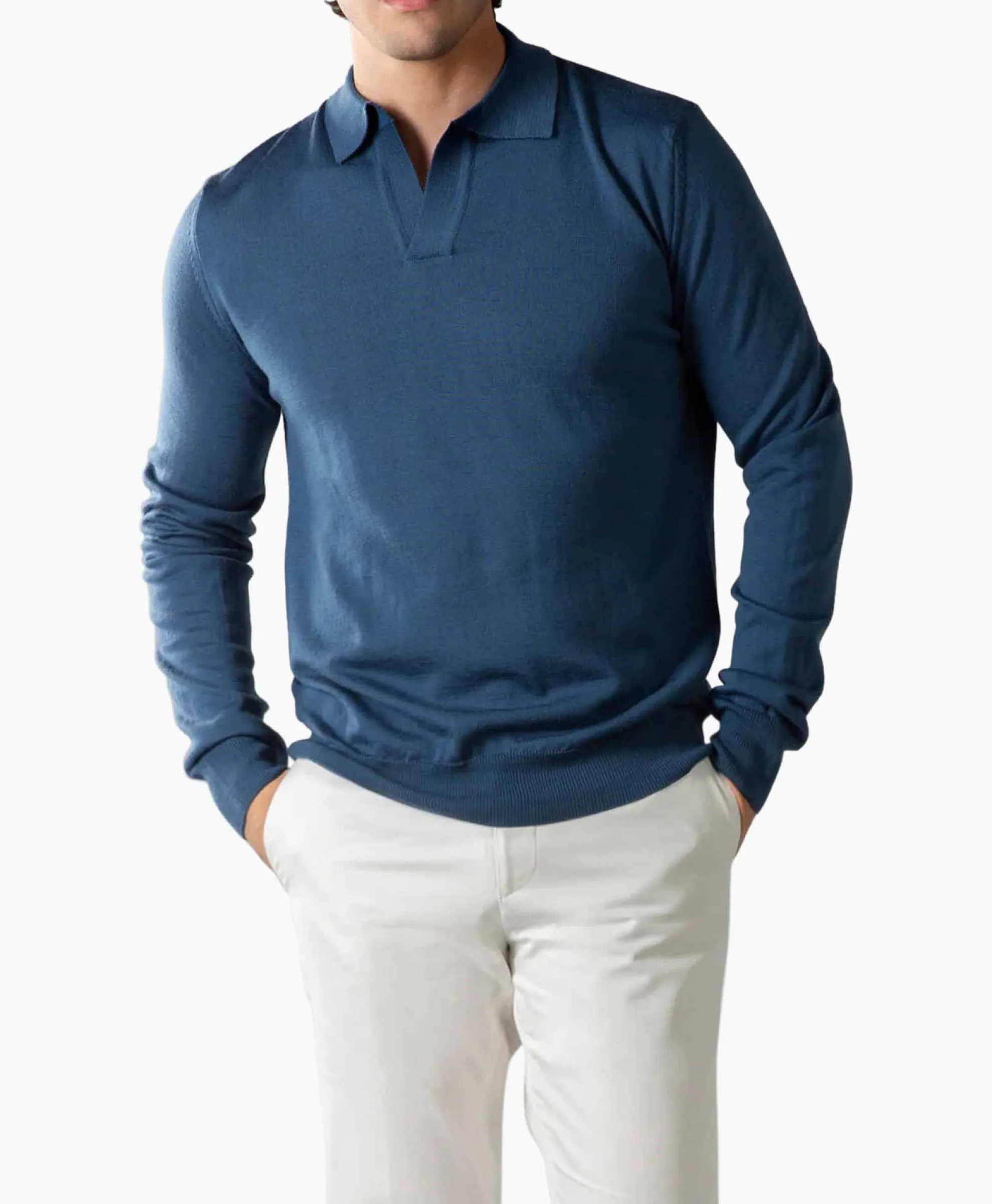 Aurelien Aurelien Pullover Buttonless Polo L Blauw