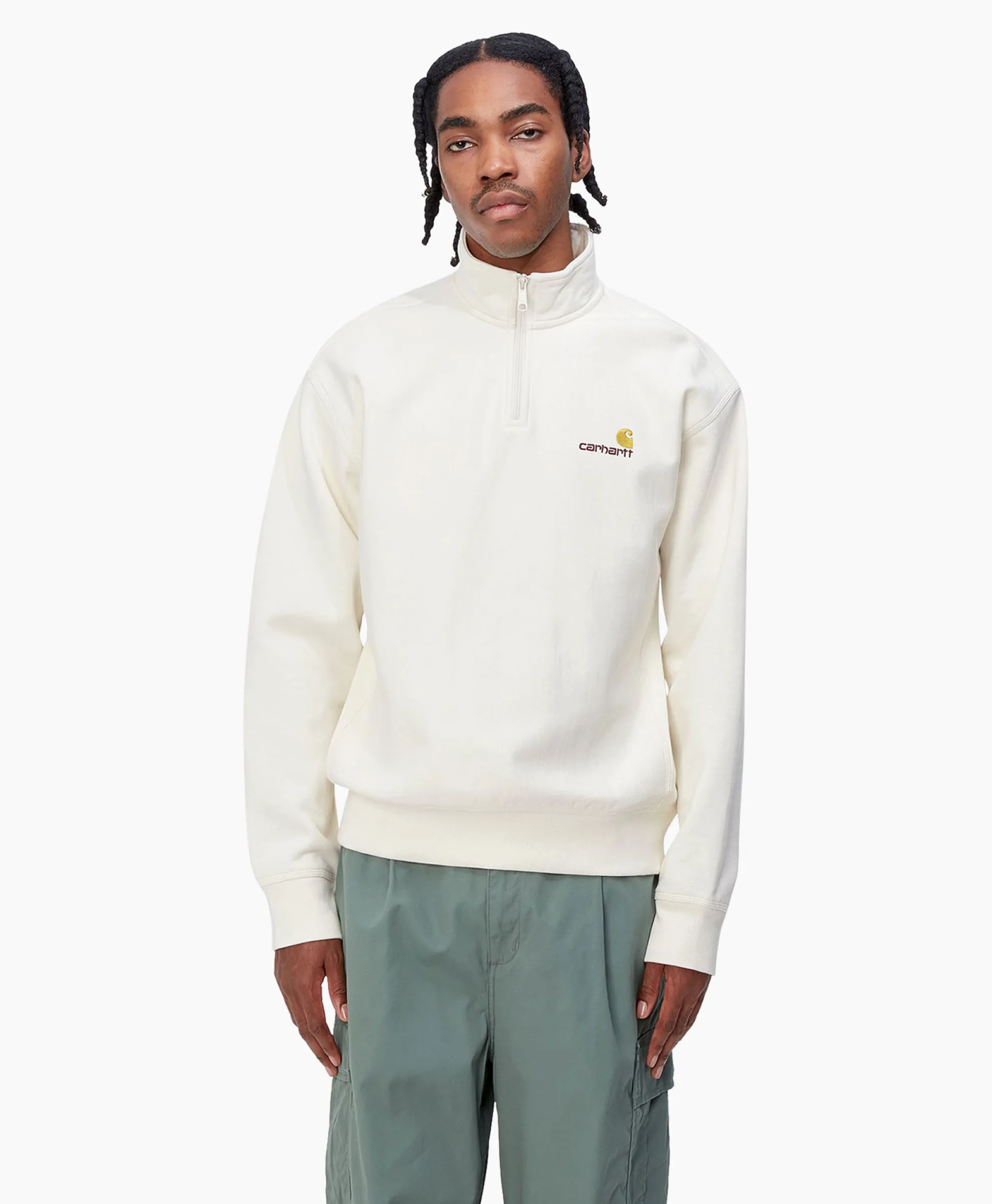 Carhartt Wip Sweater Half Zip American Script Ecru