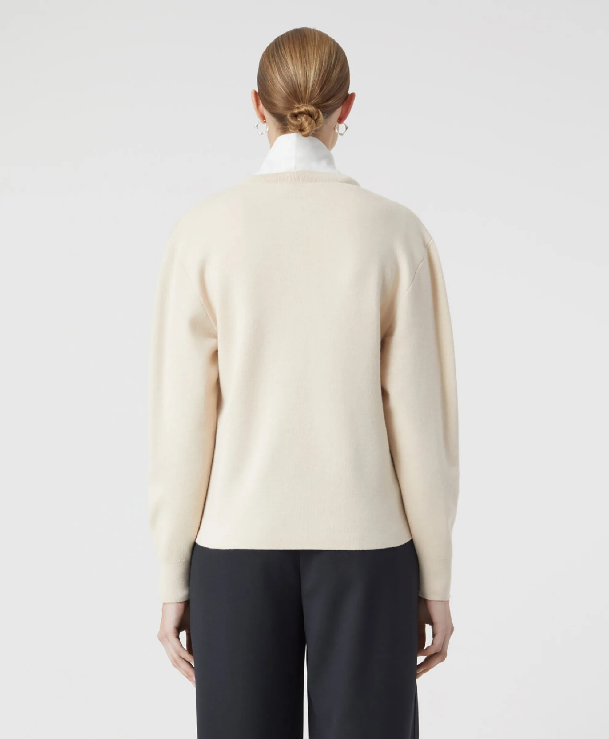 Closed Pullover Crew Neck Henley Beige