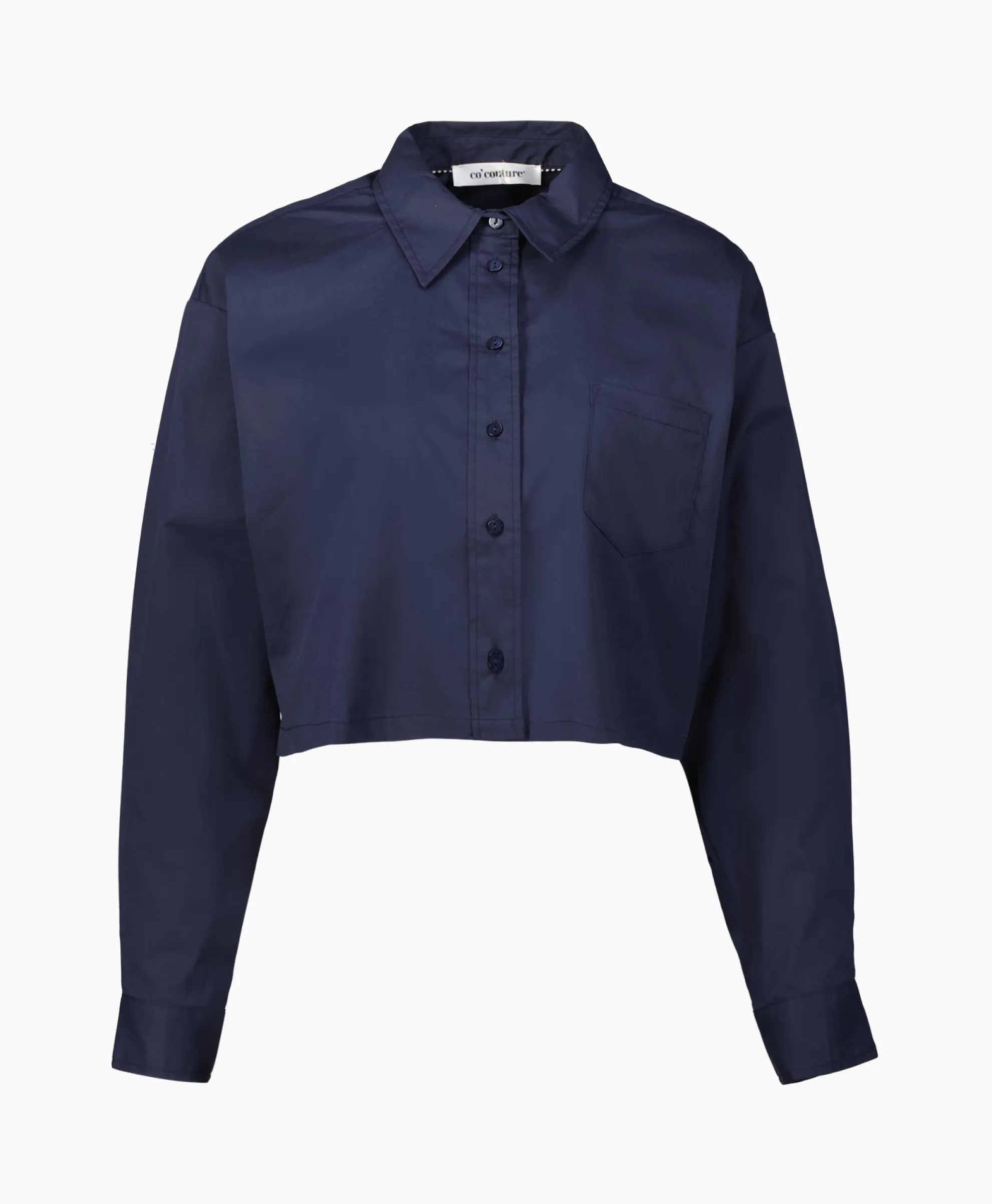Co'Couture Blouse Cotton Crisp Crop Donker Blauw