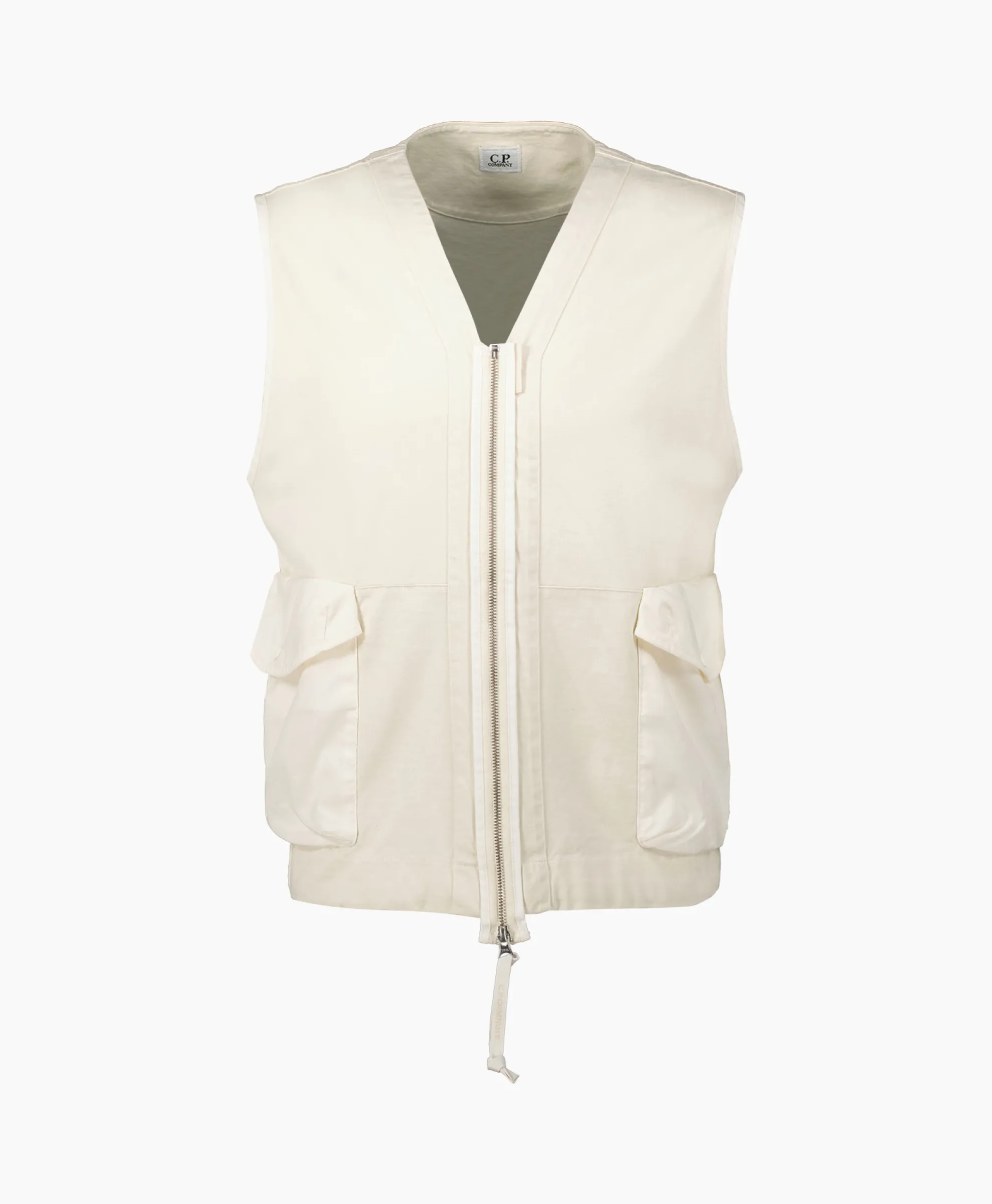 Cp Company Bodywarmer Heavy Jersey Mixed Zipped Wit
