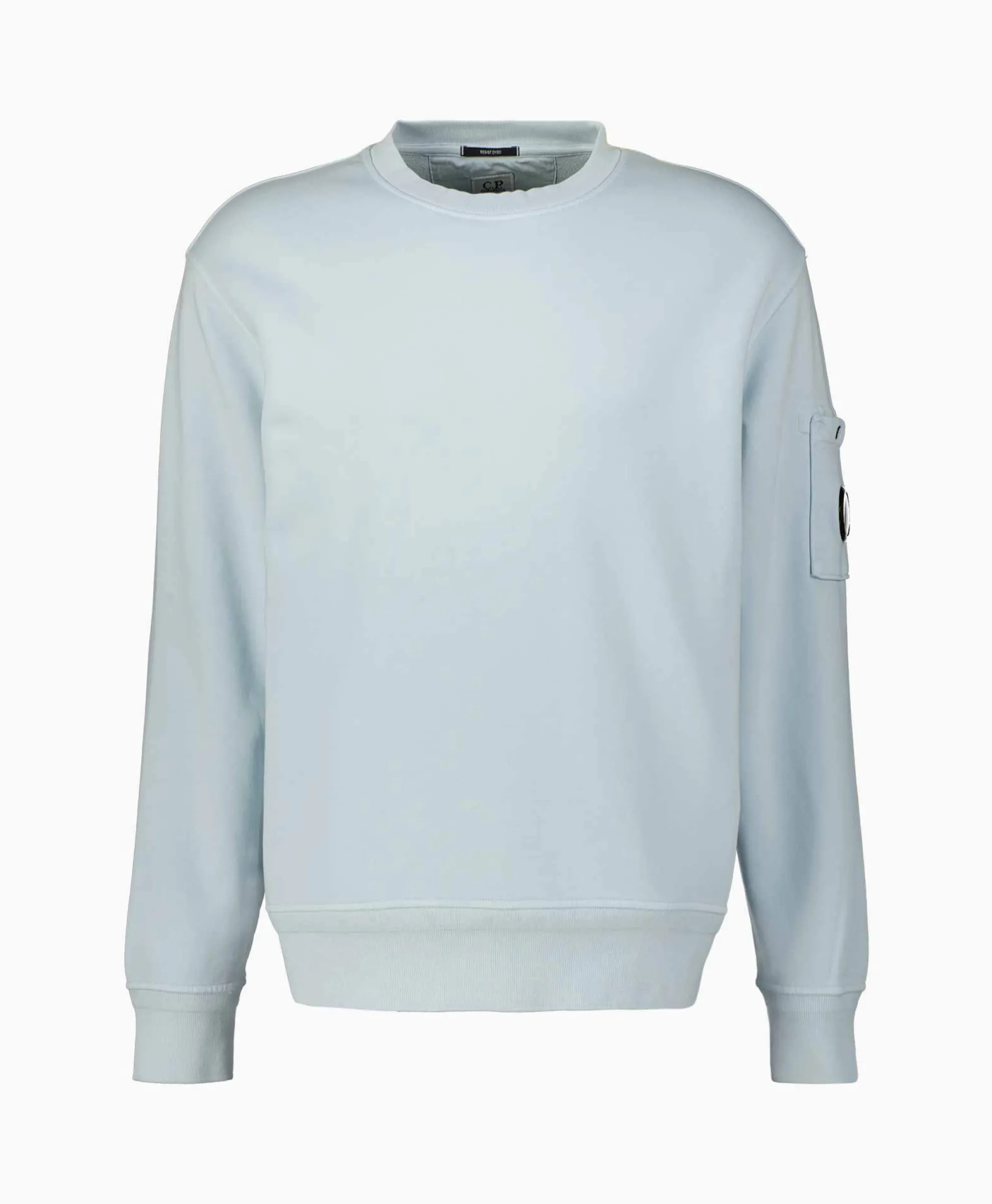 Cp Company Sweater Cotton Diagonal Fleece Lens Licht Blauw