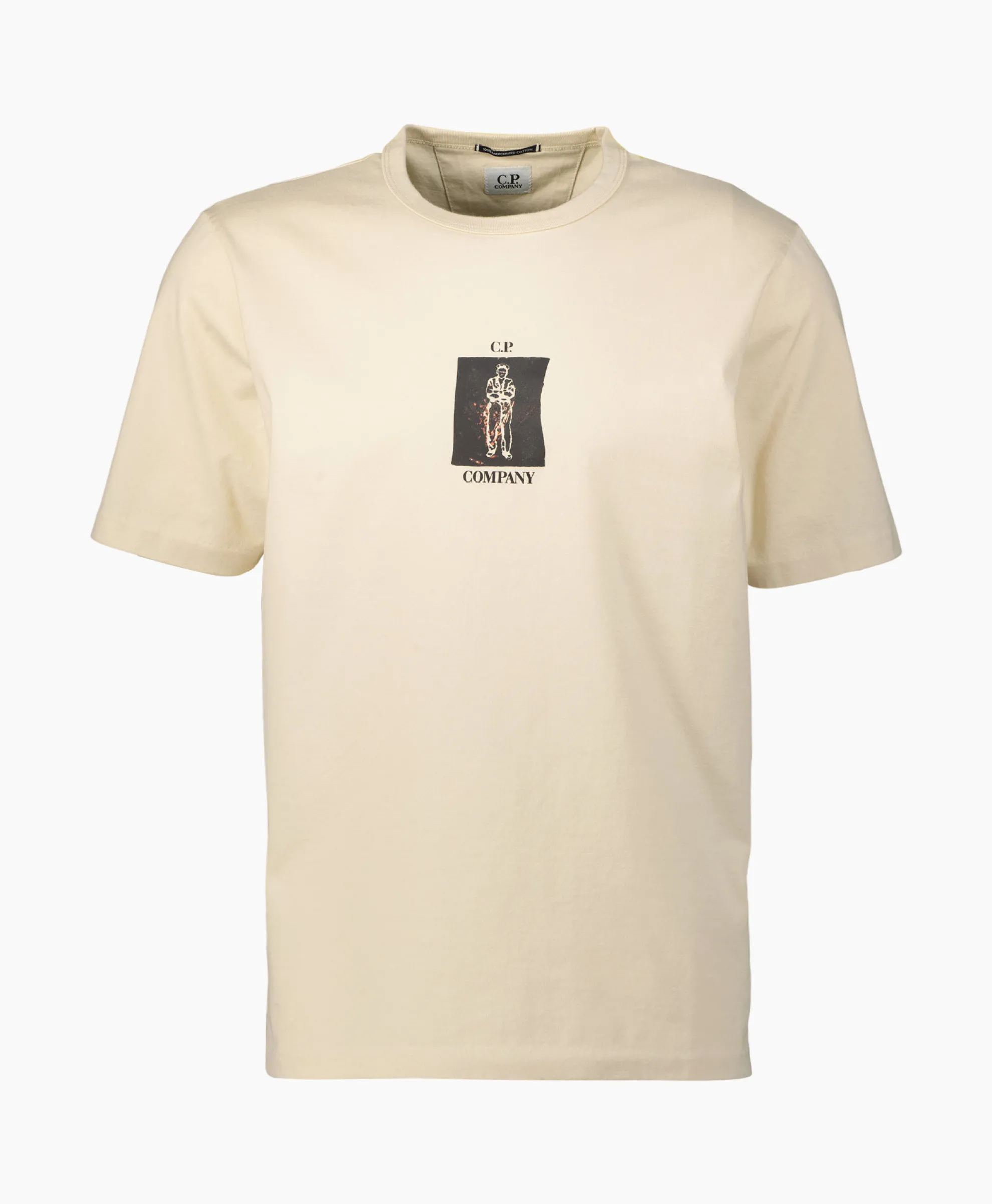 Cp Company T-Shirt Mercerized Jersey Graphic Ecru