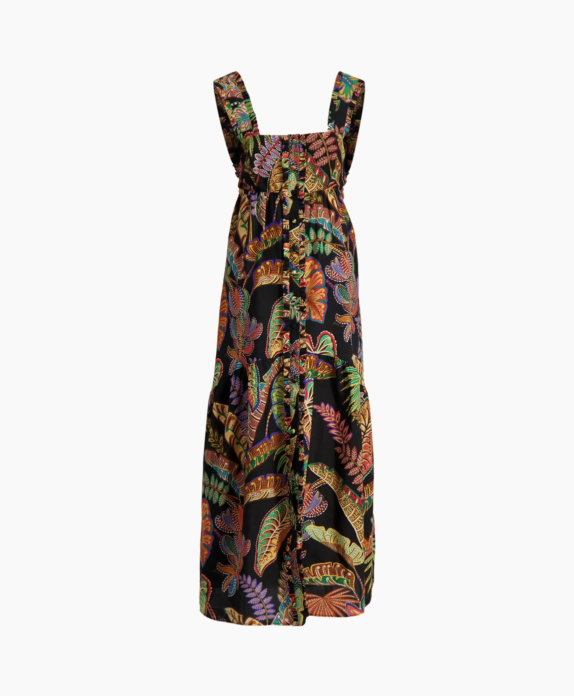 Farm Rio Maxi Jurk Cool Foliage Black Sleeveless Zwart