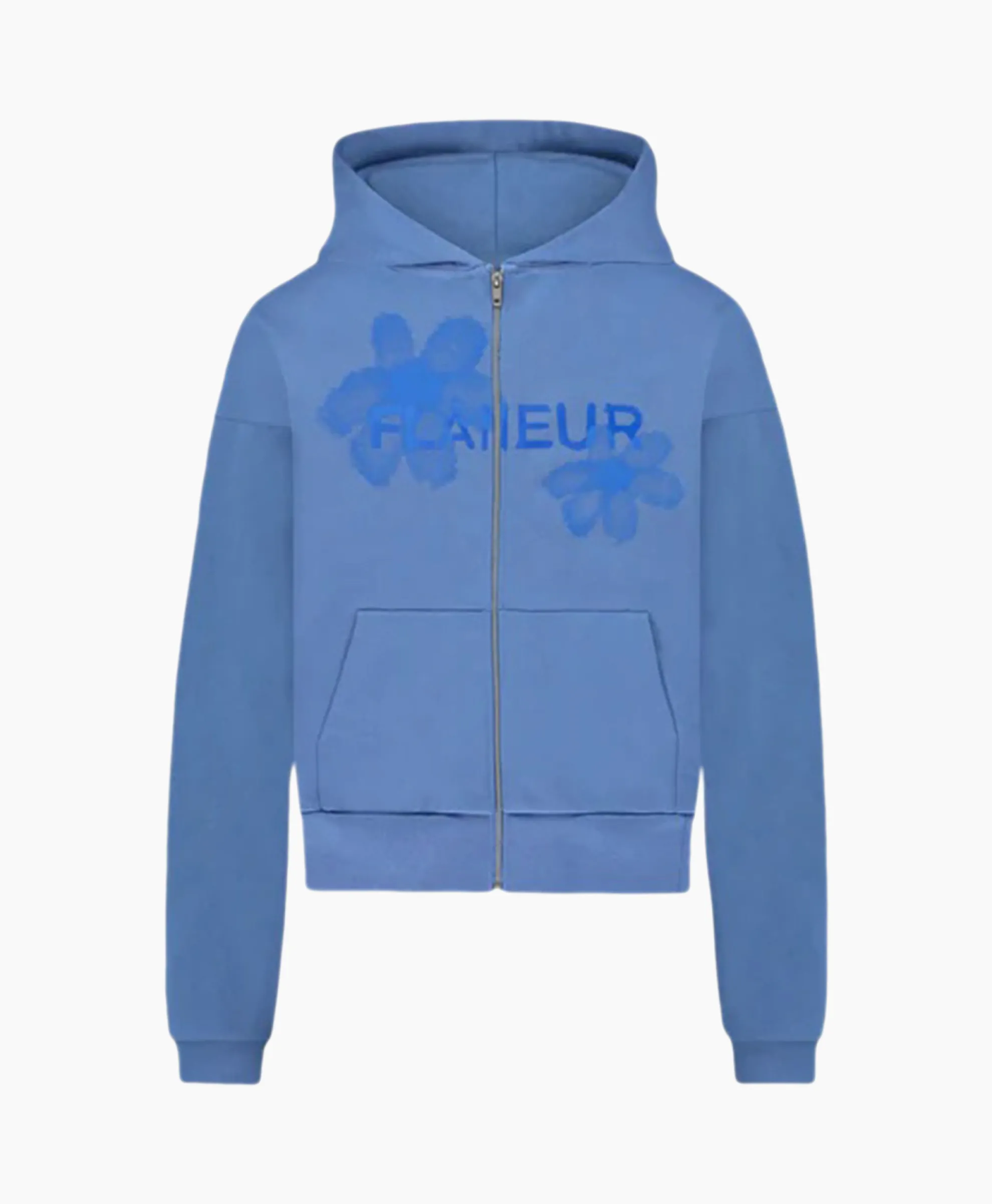 Flaneur Hoodie Floral Watercolor Zip Up Blauw