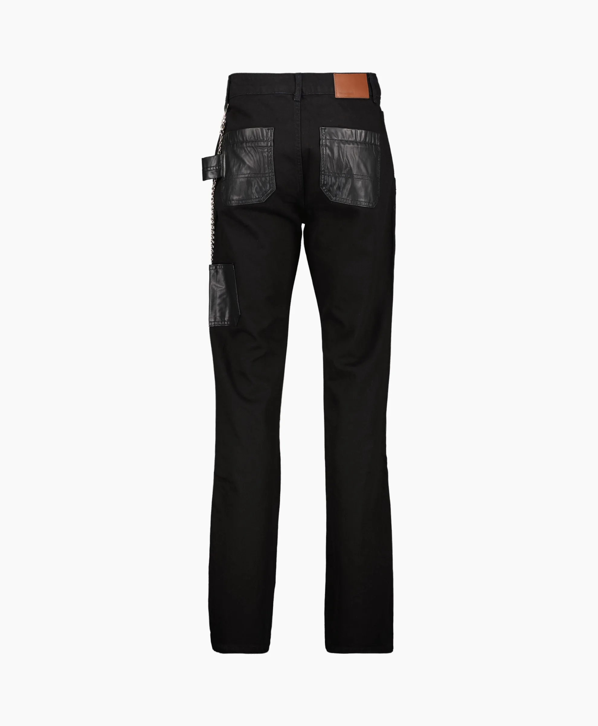 Flaneur Jeans Carpenter Straight With Leather Patches Zwart