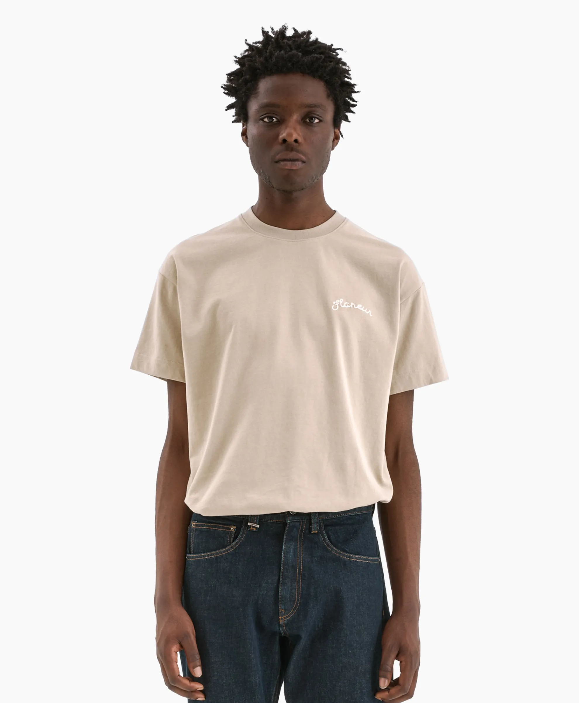 Flaneur T-Shirt Korte Mouw Signature Beige