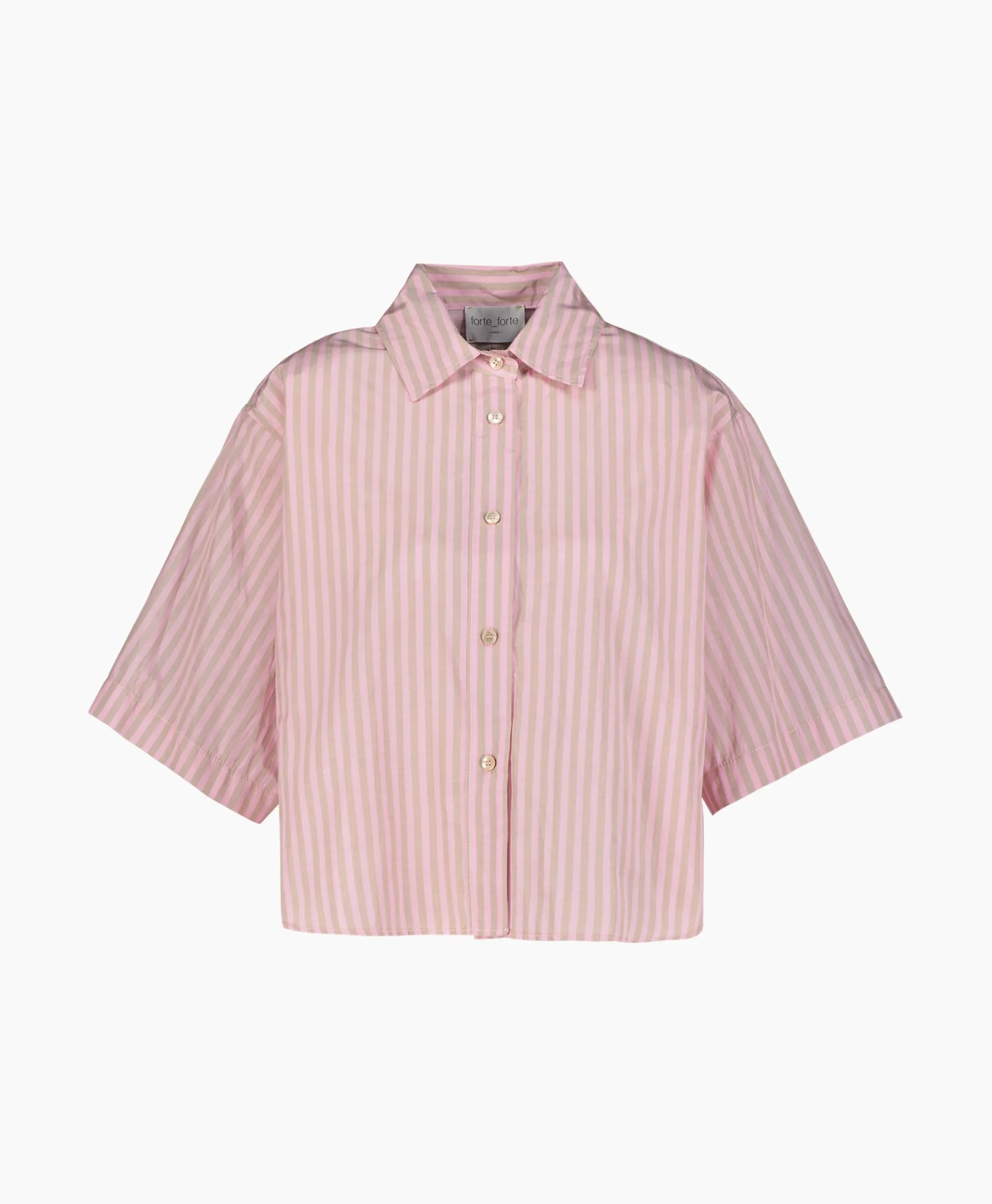 Forte_Forte Blouse Chic Striped Taffetas Half Sleeves Boxy Rose