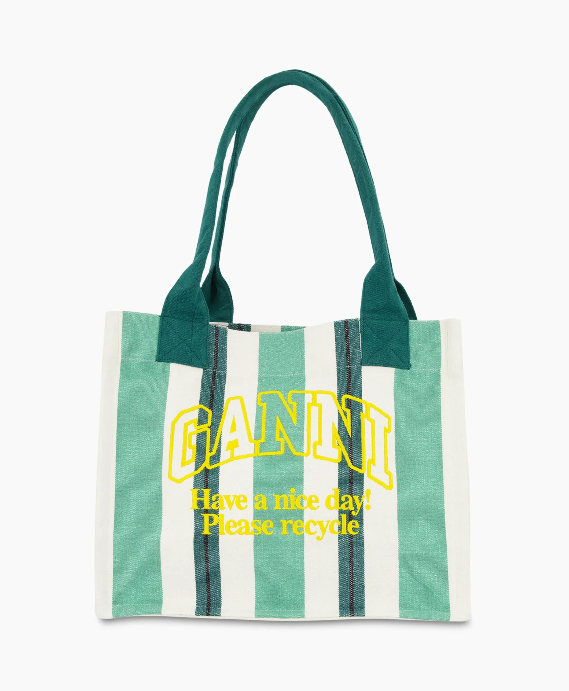 Ganni Shopper Large Easy Stripes Groen