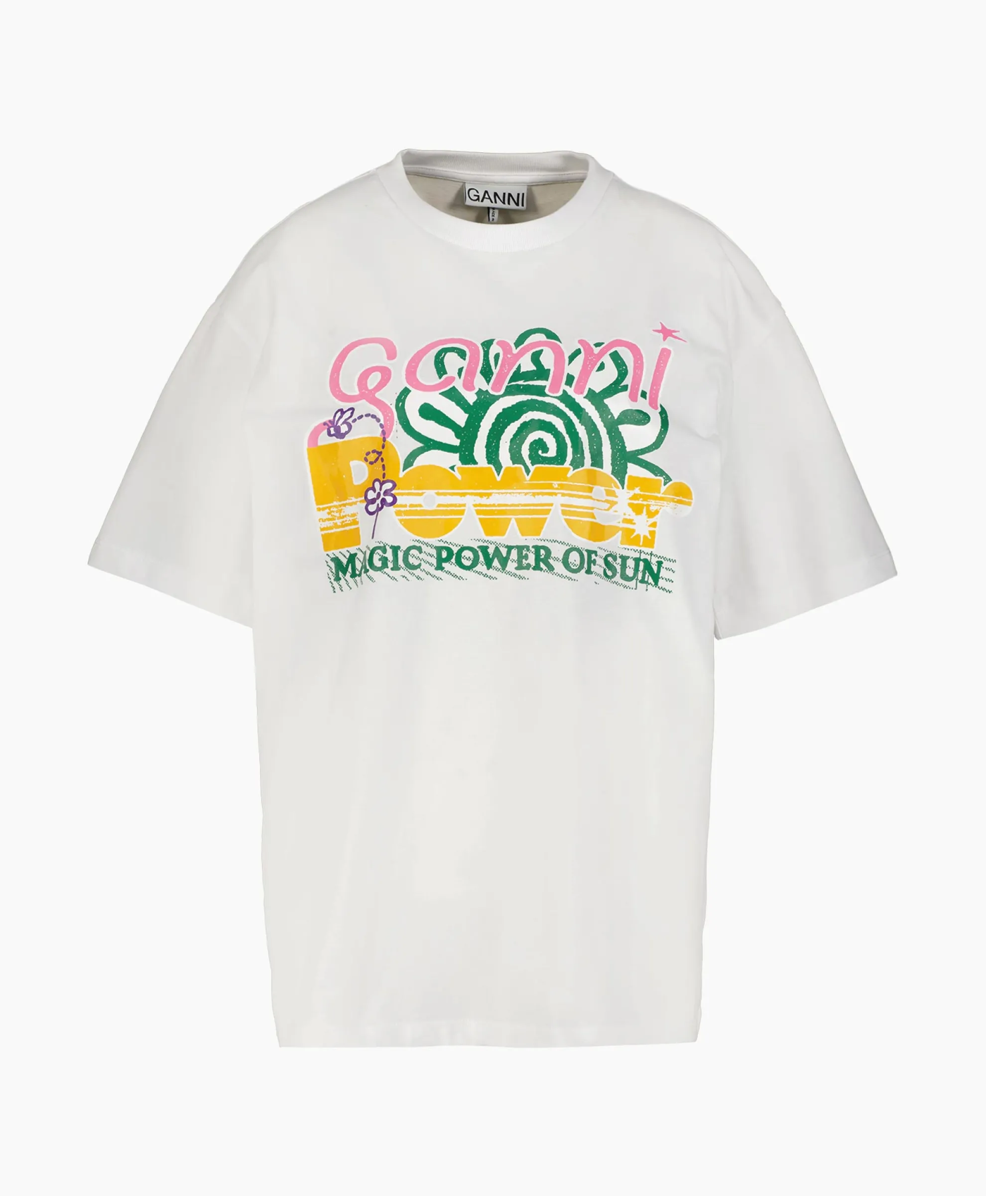 Ganni T-Shirt Korte Mouw Future Heavy Jersey Sun Short S Wit