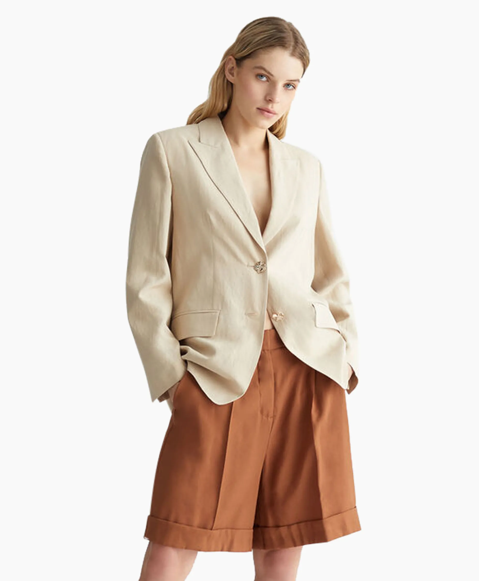 Liu Jo Blazer Giacca Loose 2 Bottoni Zand