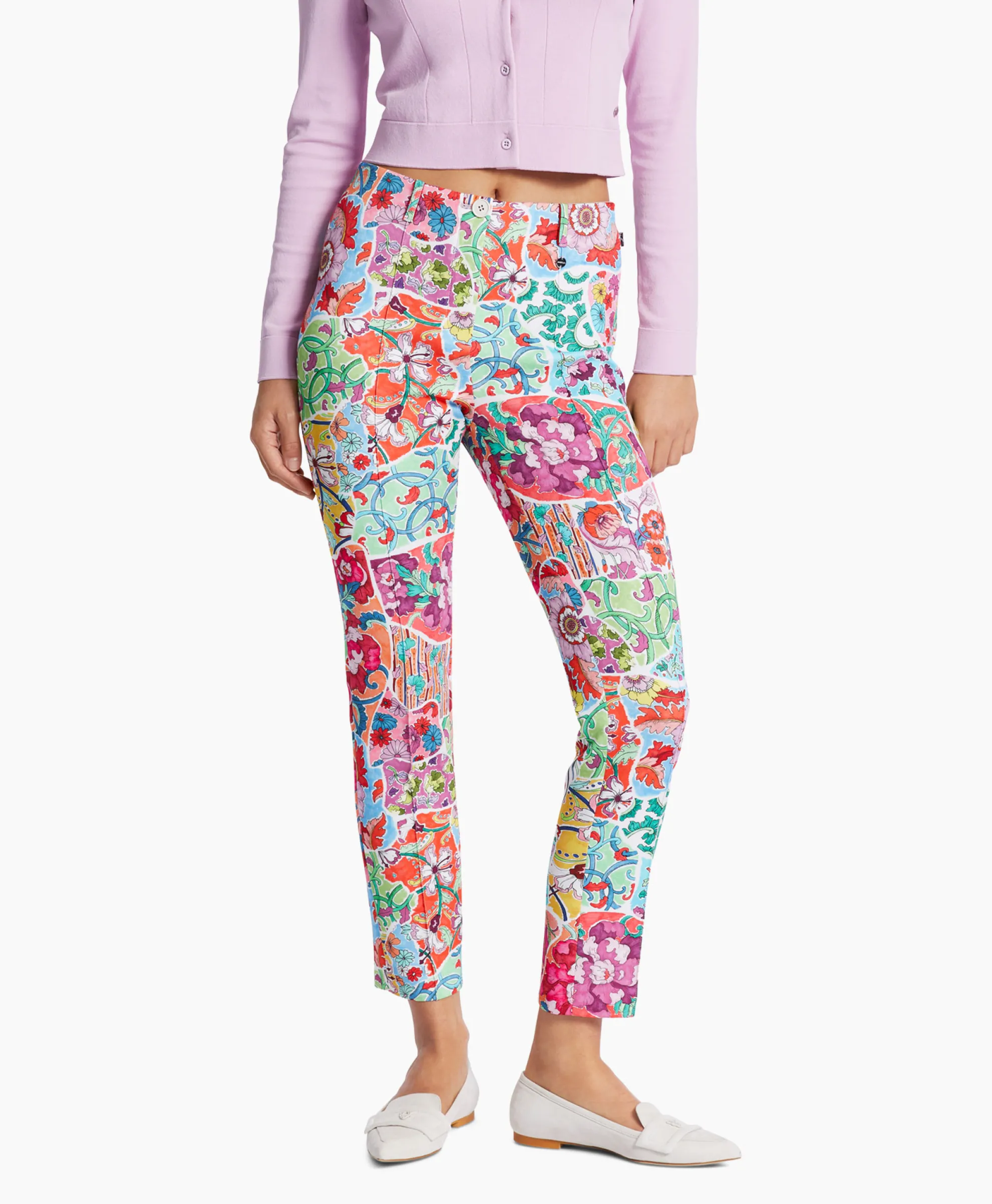 Marc Cain Pants Bloemenbroek Wp 81.11 J04 Licht Rood