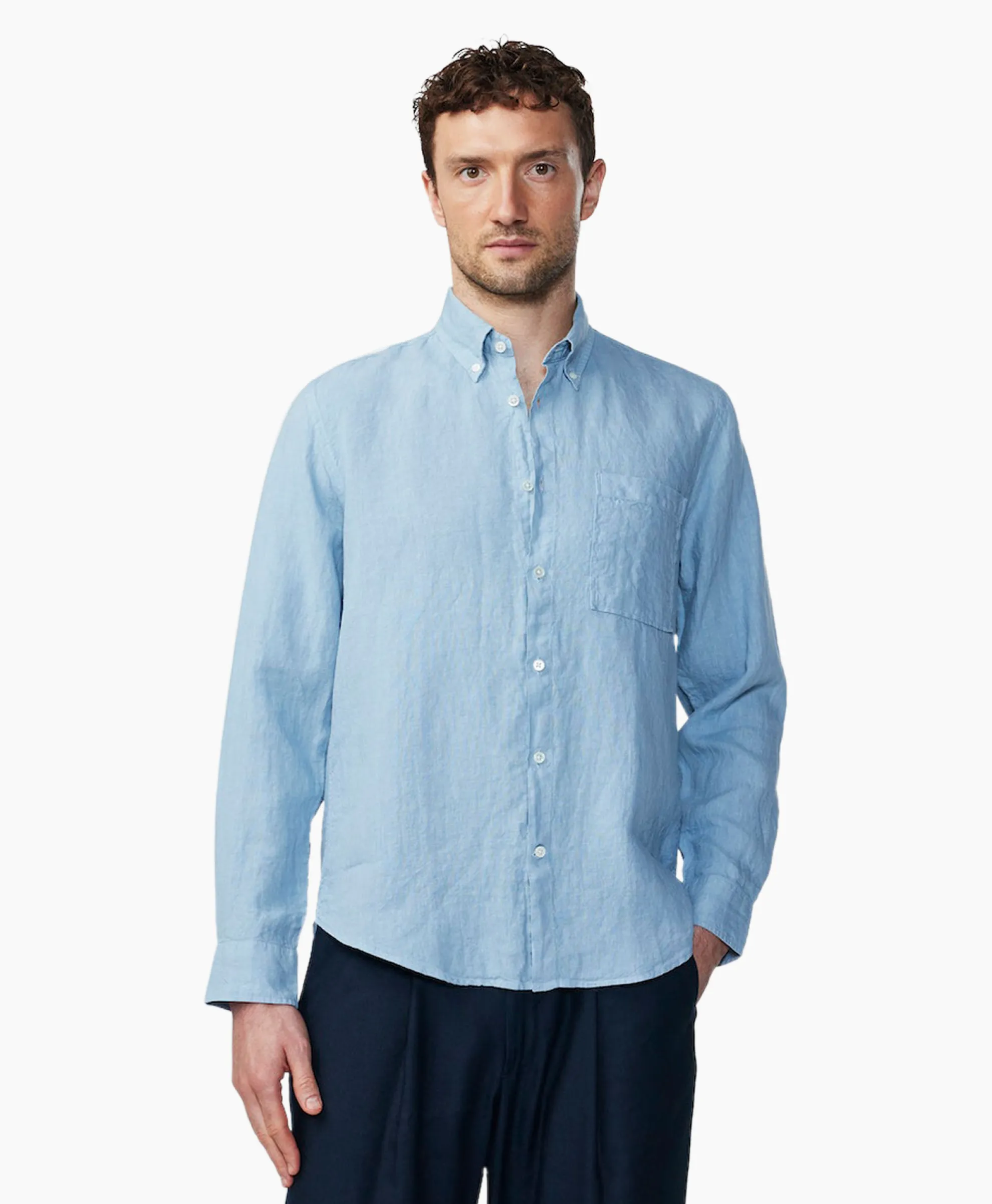 Nn07 Overhemd Arne Licht Blauw