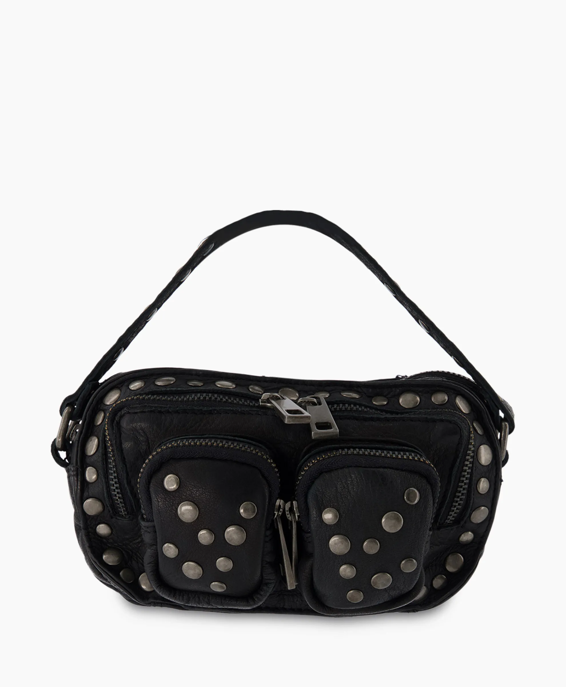 Nunoo Bags Crossbody Tas Helena Rivet Washed Black Zwart