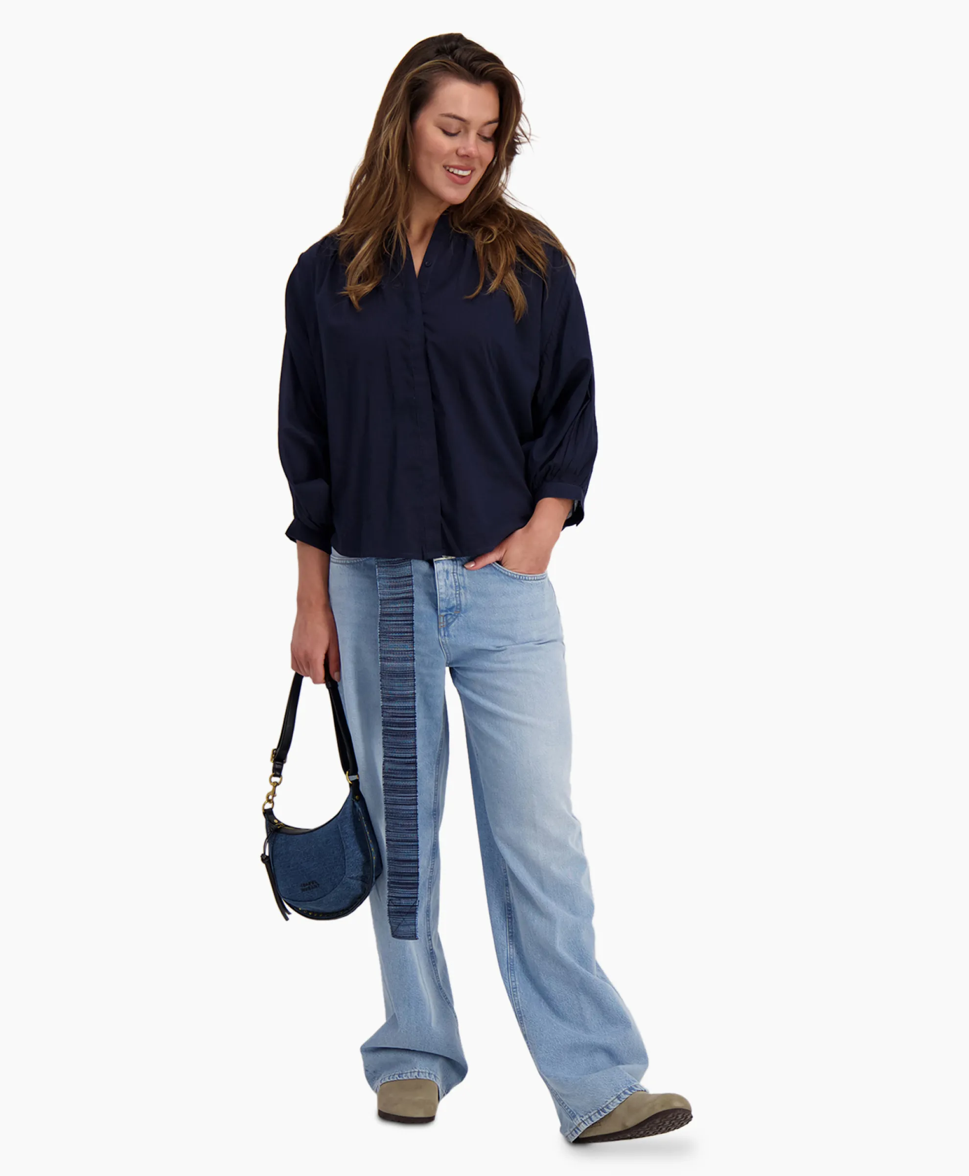 Sea Me Happy Blouse Balloon Donker Blauw