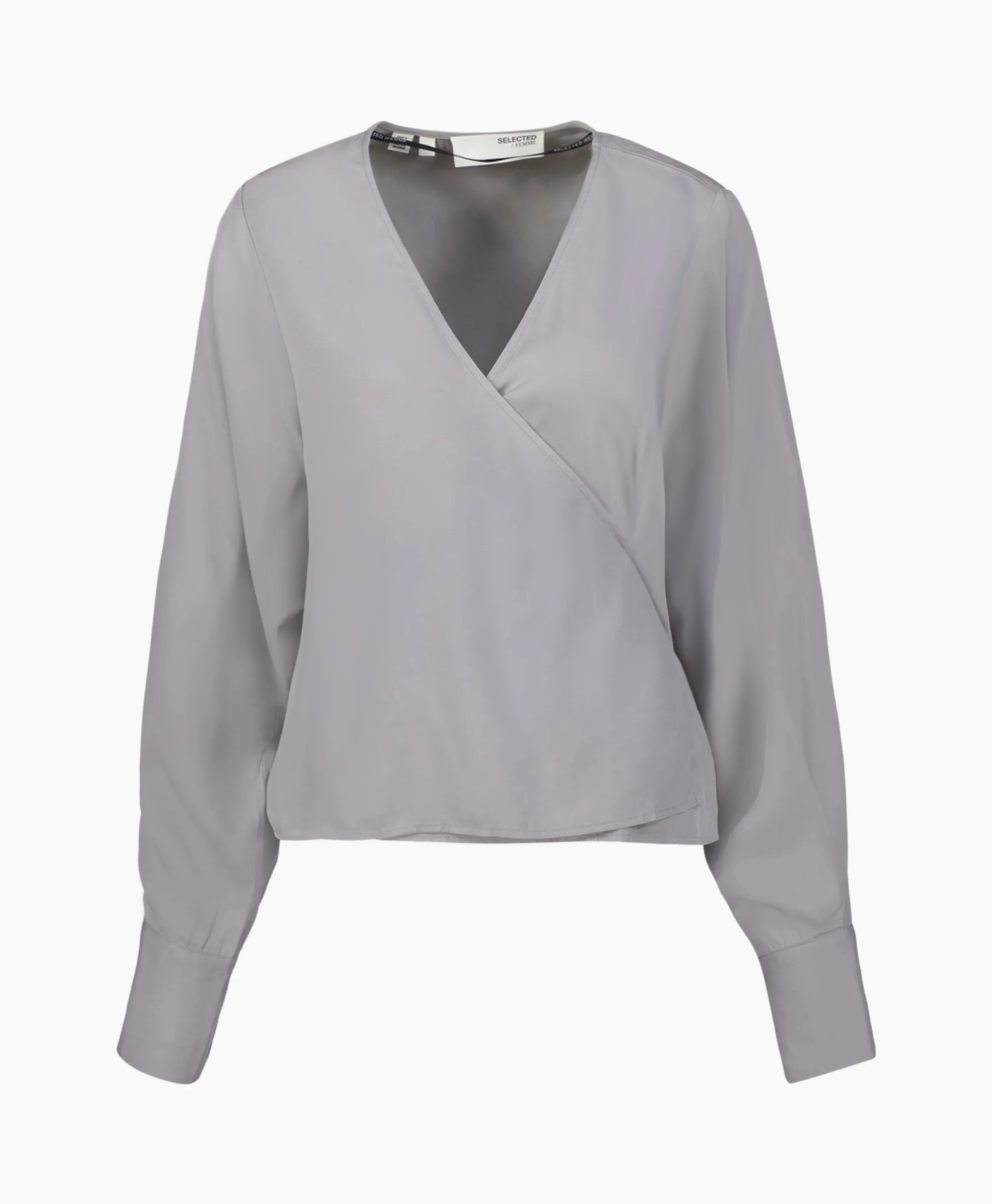 Selected Femme Blouse Jolie Ls Wrap Top Ex Grijs