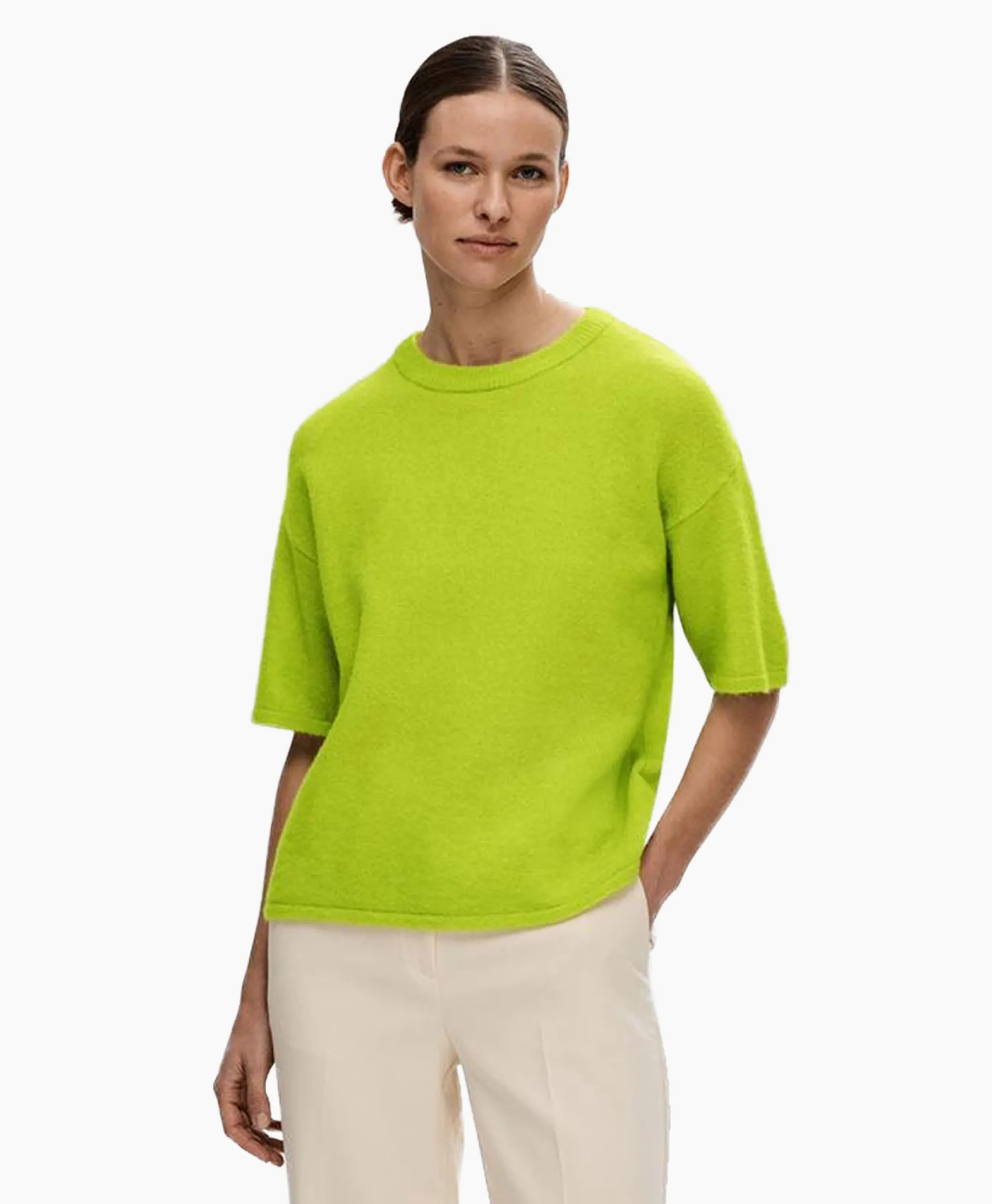 Selected Femme Pullover Maline-Liliana 2/4 Knit O-Neck N Groen