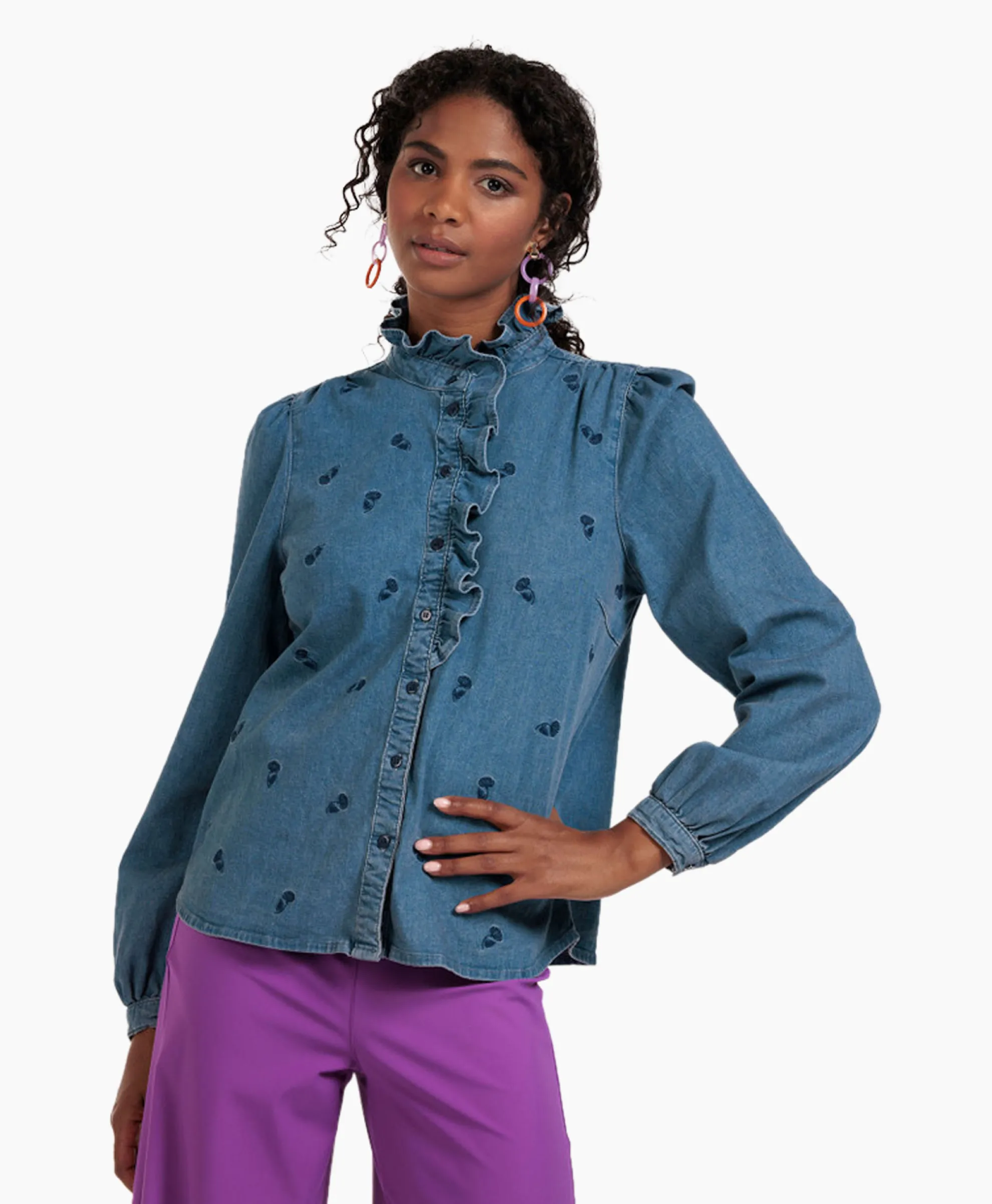 Studio Anneloes Broek Lola Embroidery Denim Blouse Jeans