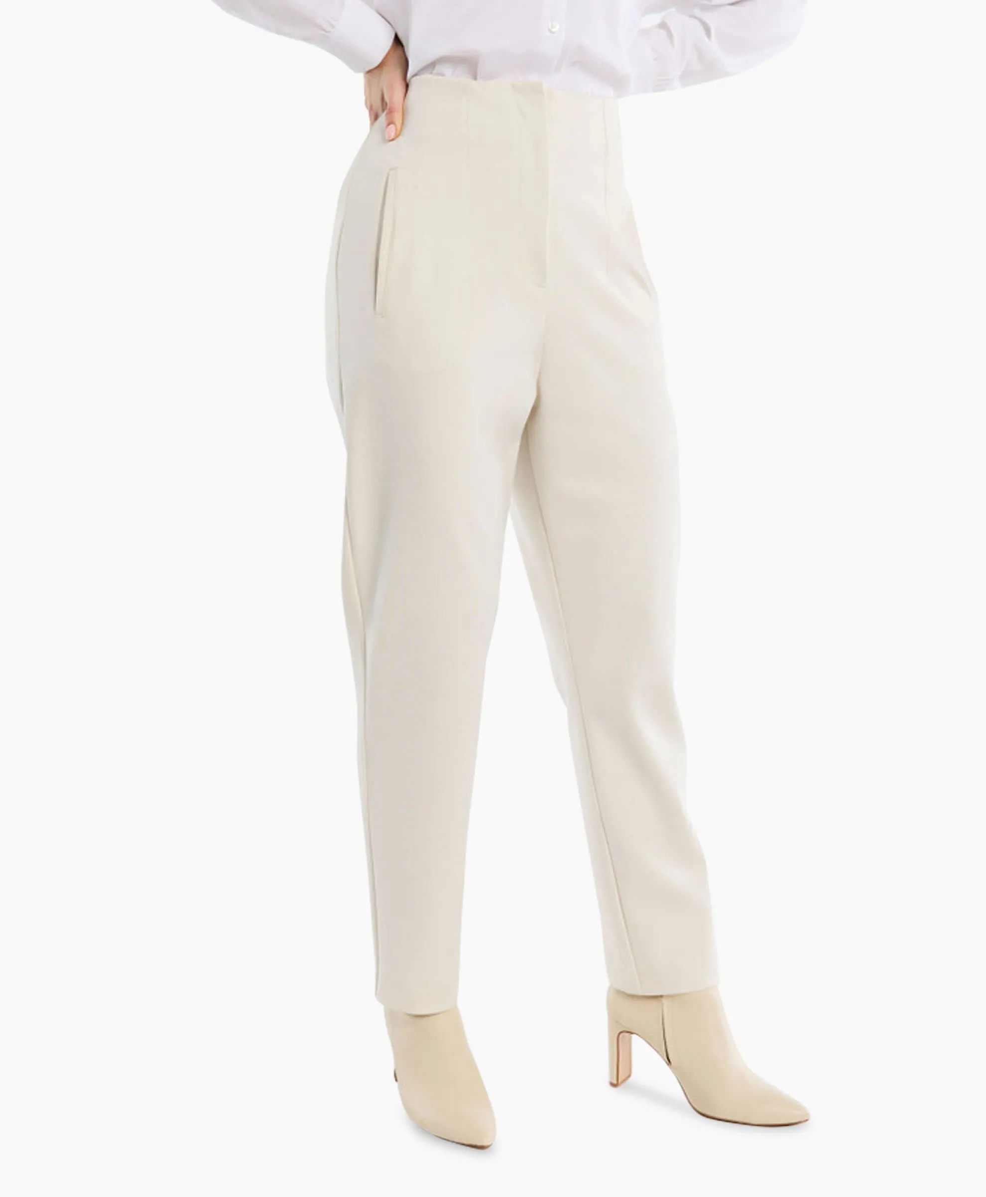 Studio Anneloes Broek Nine Shiny Bonded Trousers Off White