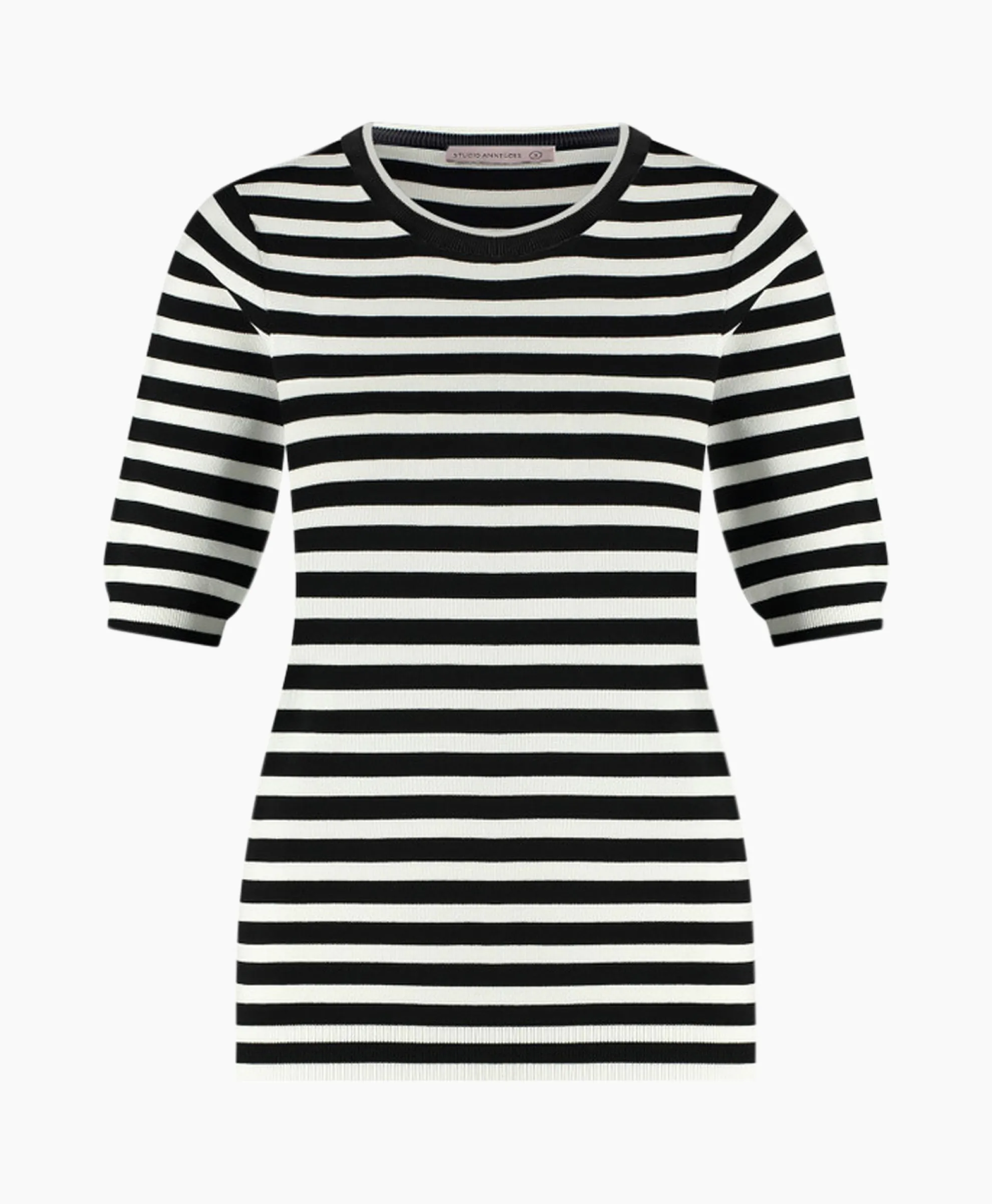 Studio Anneloes Pullover Luna Stripe Short Slv Zwart Dessin