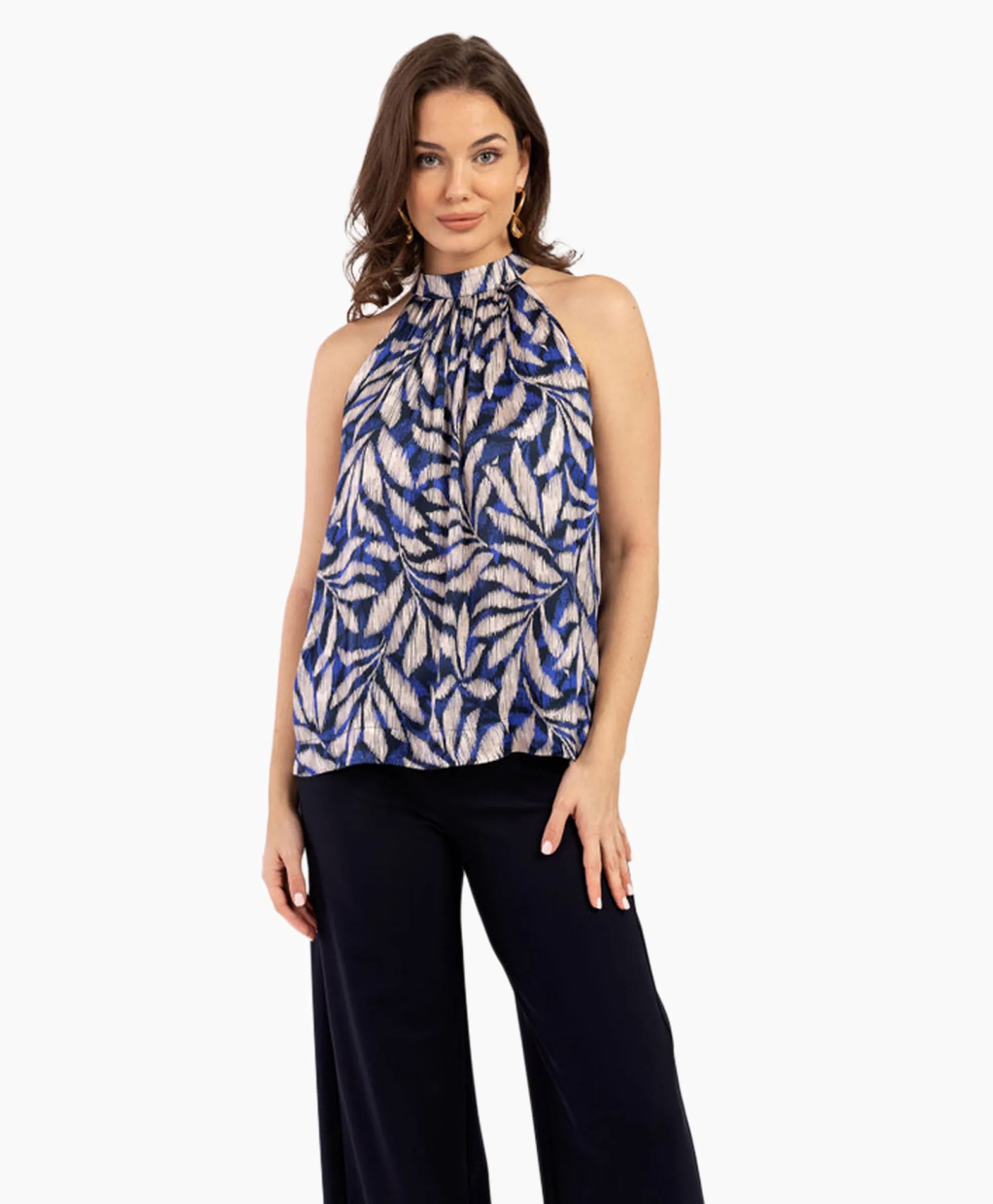 Studio Anneloes Top Sara Satin Big Flower Blauw