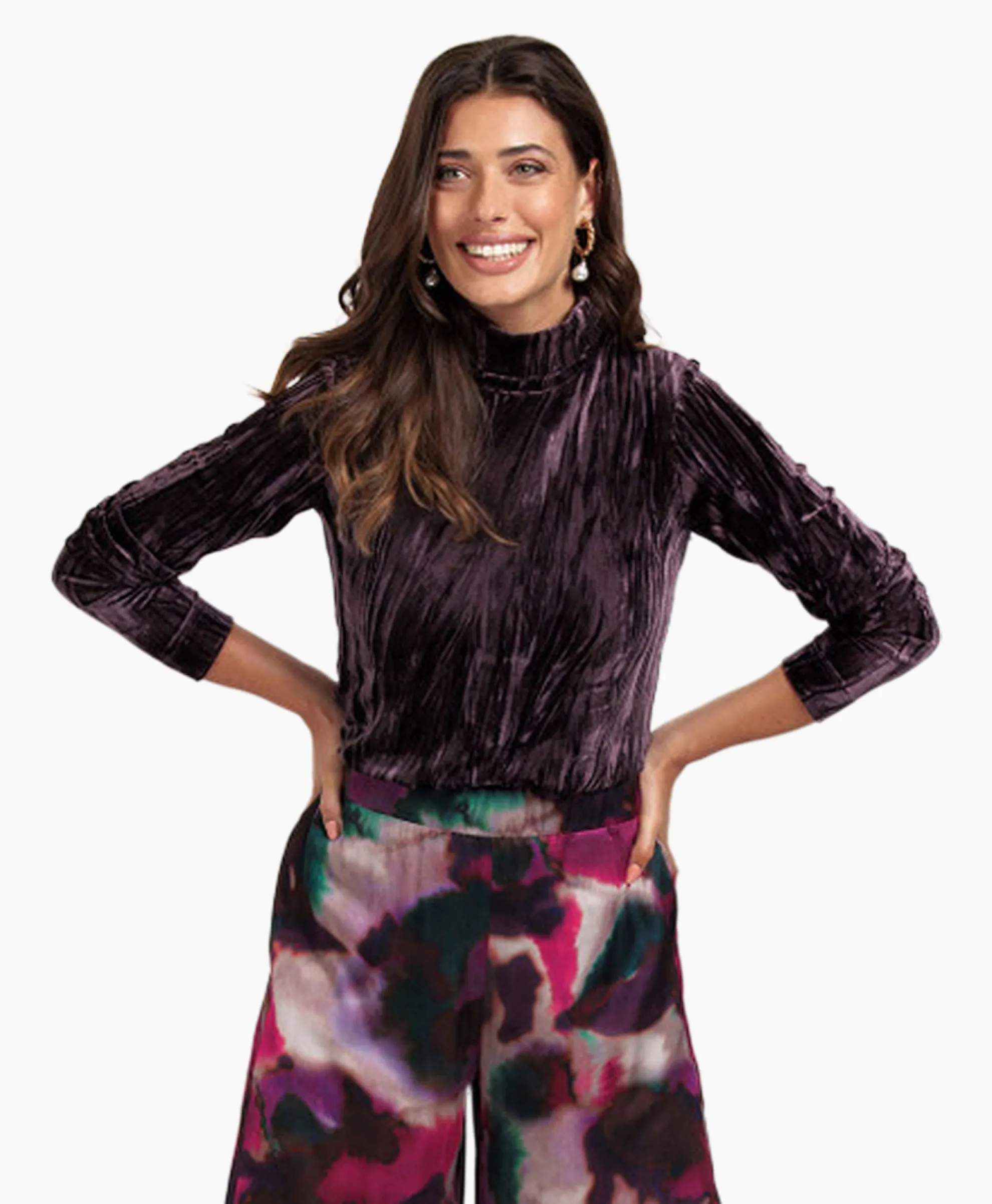 Studio Anneloes Top Avril Ls Velvet Bruin