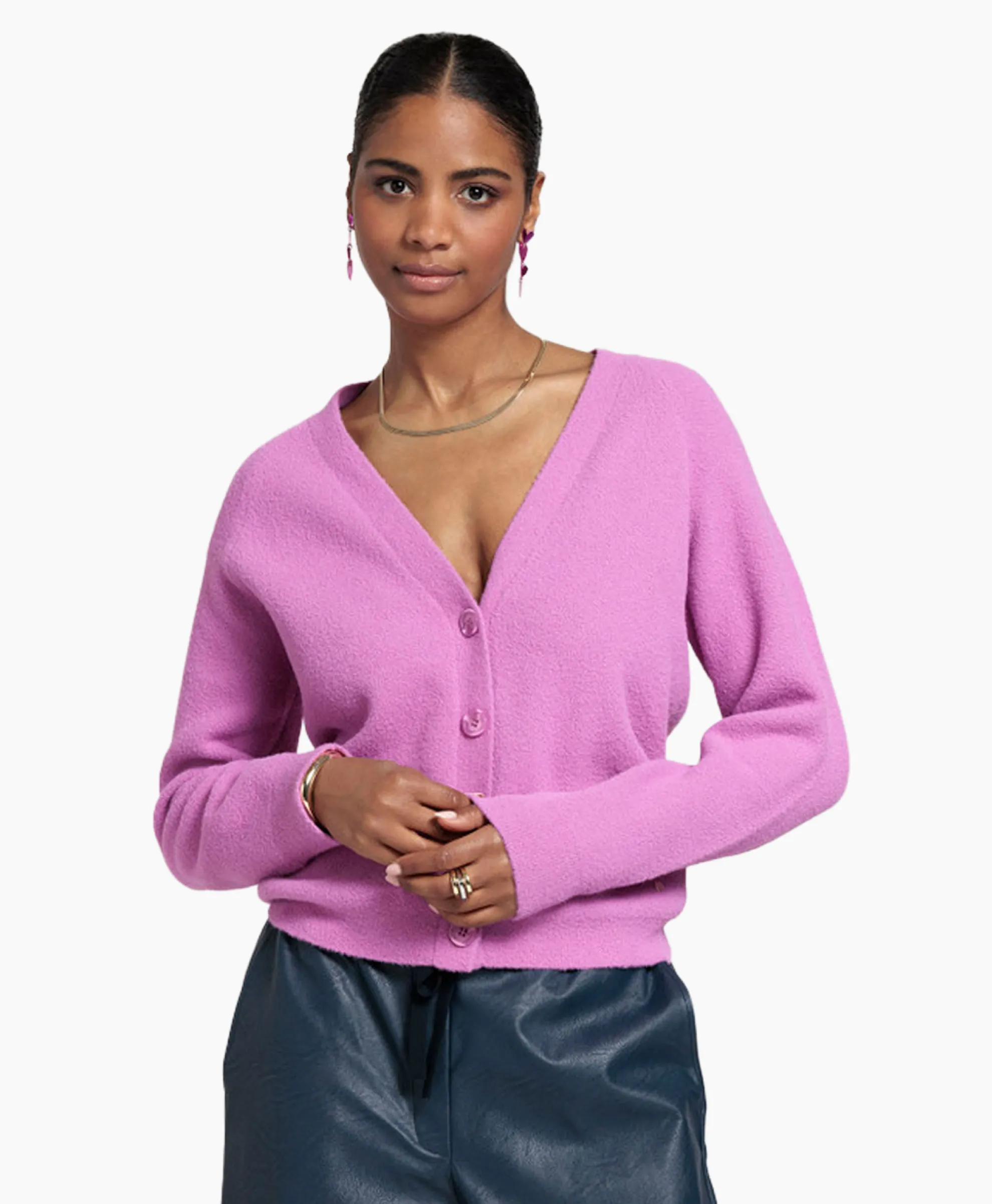 Studio Anneloes Vest Olivian Soft Cardigan Lila