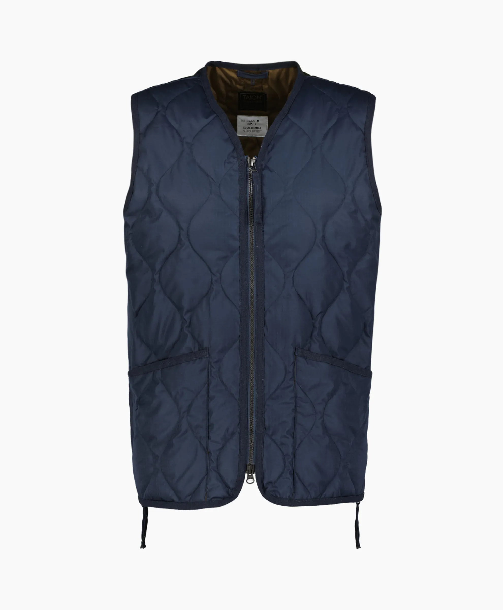 Taion Bodywarmer Military W-Zip V Neck Down Donker Blauw