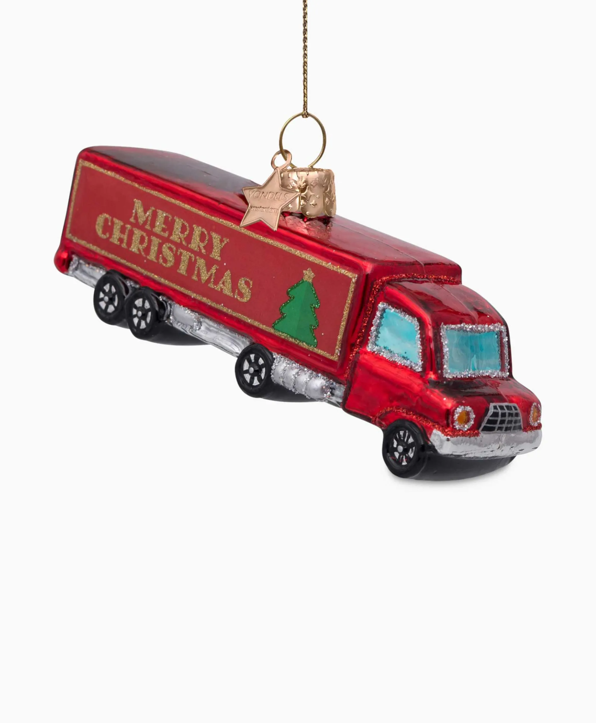 Vondels Vondels Kerstbal Christmas Truck Rood