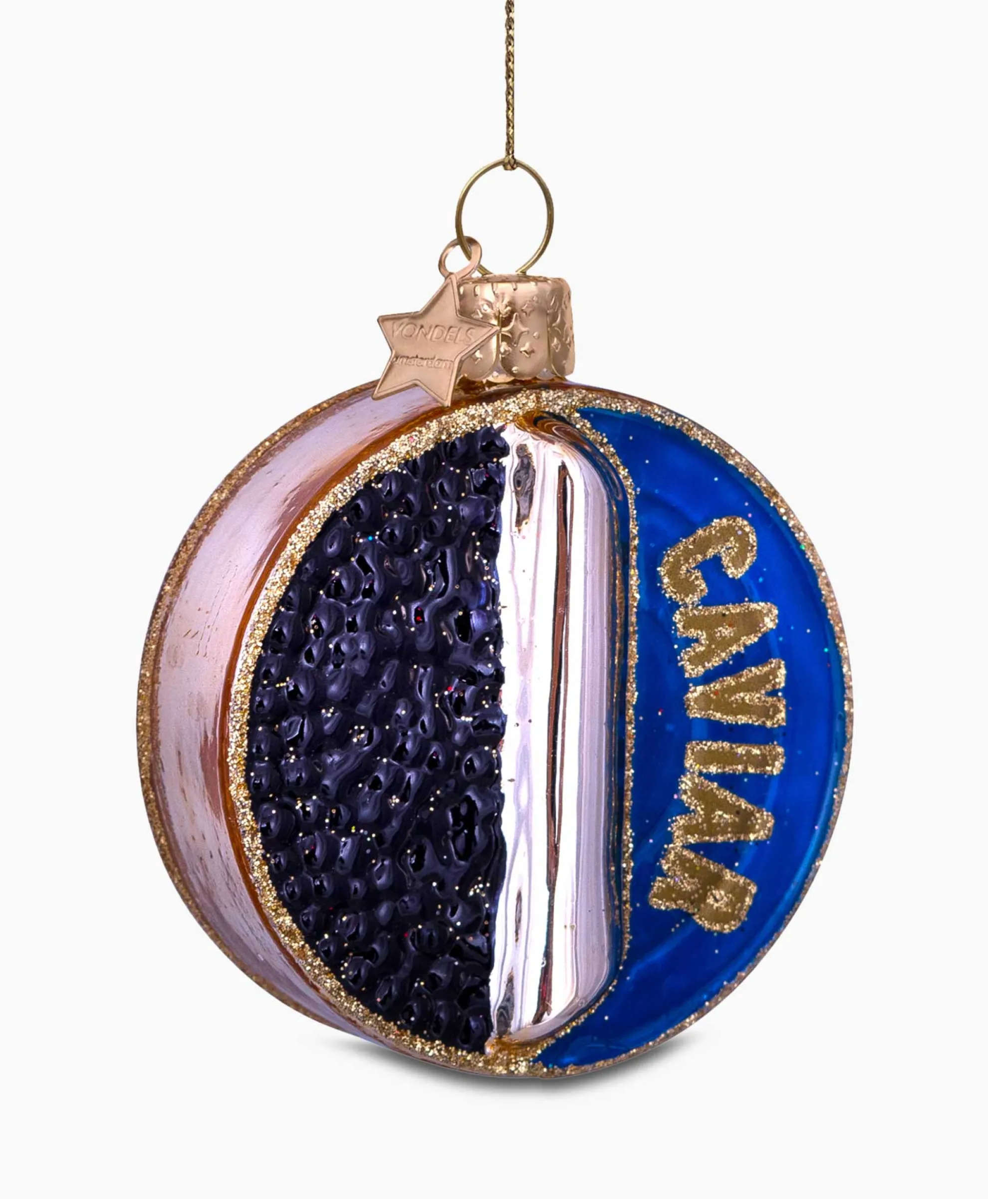 Vondels Vondels Kerstbal Potje Kaviaar Blauw