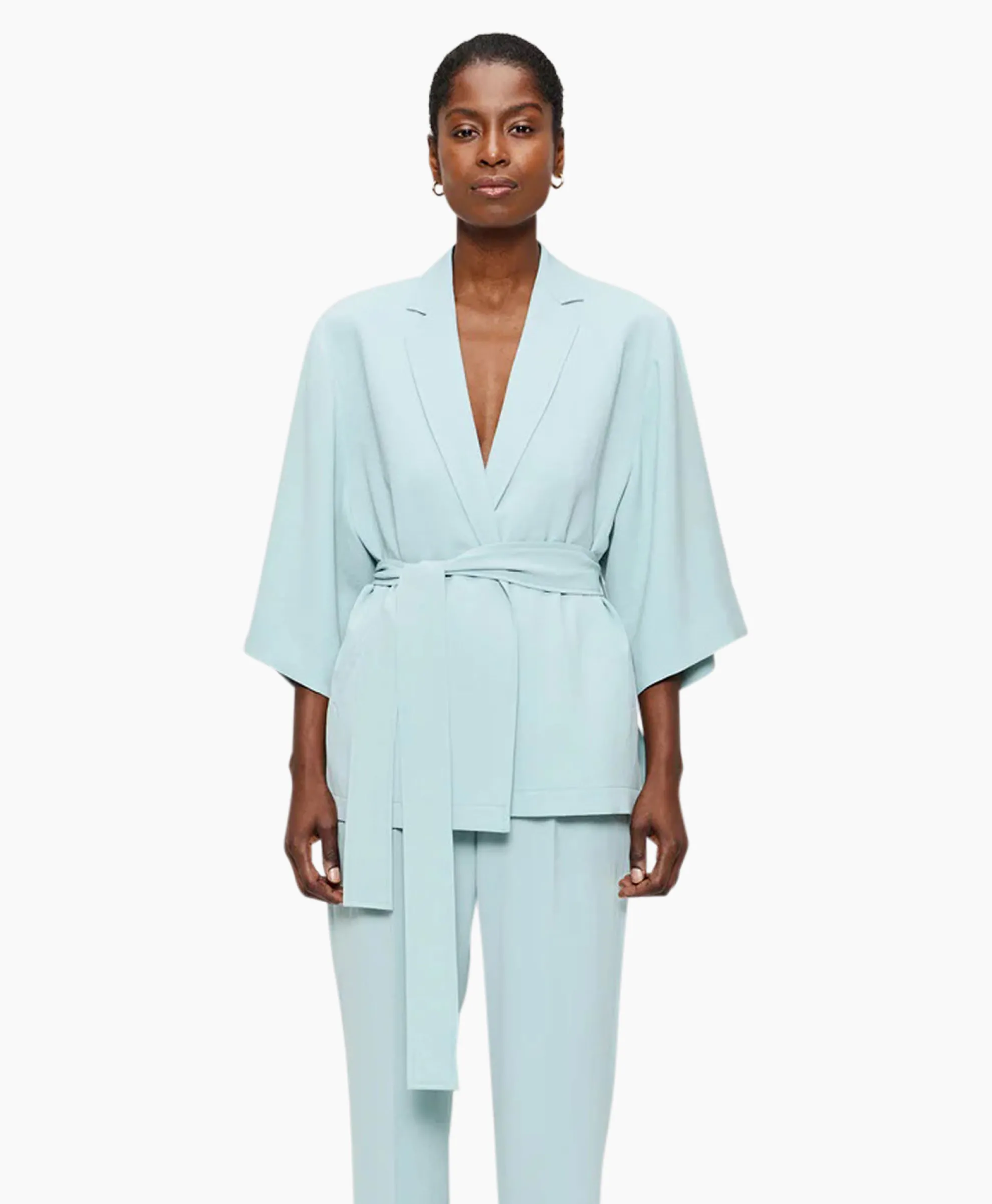 Zenggi Vest Japanse Crepe Kimono Licht Groen